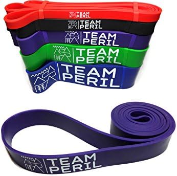 Team Peril Resistance Bands – Assisted Pull Ups – Fitness Workout Bands for Strength and Conditioning , Crossfit, Yoga, Calisthenics, Powerlifting, Stretching &amp; Mobility Exercises for Men and Women (Purple / Medium)