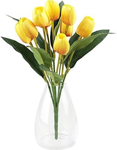 Artificial Flower Bouquets ,Richera 9 Heads Beautiful Real-like Fake Mini Tulip Artificial Flowers Silk Tulip for Home Wedding Party Living Room Decoration Bouquet Floral Arrangement Christmas Gift