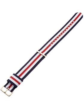 Daniel Wellington Herren Uhren-Armband Classic Canterbury Natostrap blau weiss rot Schliesse roségold DW00200002