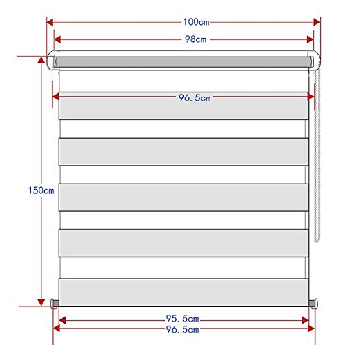 Kinlo® 90×150 cm Duo-Rollo Doppelrollo für Fenster und Türen Easyfix Klemmfix mit Klemmträgern ohne Bohren ,weiß – inkl. Zubehör - 2