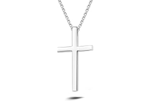 FANCIME Män kors kedja i 925 sterlingsilver vit förgylld högglans polerad/vintage kors hänge halsband smycken för män pojkar