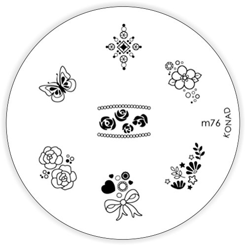 Stamping Starterset Basic – Konad Doppelstempel + Scrapper + Stampinglack weiss 11ml + Stamping-Lack schwarz 11ml + Stamping Schablone KONAD M57 + Stampingschablone KONAD M81 - 4