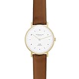 STERNGLAS JUNIS 34 Bauhaus Uhr mit Anti-Reflex Saphirglas | Schnellwechselband | KICKSTARTER | Minimalistische Armbanduhr | Damenuhr (weiß gold braun)