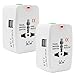 SeCro International Travel Adapter 2 USB Charging Port Smart Wall Charger, All-in-one Universal Plug (US/JP UK EU AU/CN) Worldwide Outlets & AC Socket - Surge Protector - Lifetime Warranty ((2 Pack) - White) RS.899.00