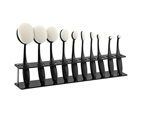 Demarkt 10pcs Toothbrush Style Eyebrow Brush Foundation Eyeliner Pro Makeup Brushes Display Shelf