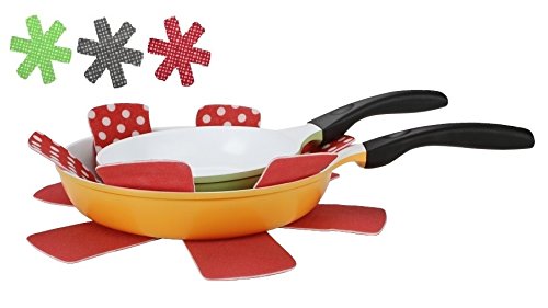 3er Set Culinario SoSoft Pfannenschutz Kratzschutz Pfannen Topf Untersetzer Unterlage ver. Farben (Grün)