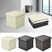 Beyondfashion 37cm x 37cm x 36cm Large Single Faux Leather Ottoman Folding Storage Pouffe Toy Box Foot Stool Seat (Beige)