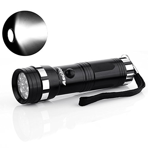Ascher Superhelle LED Taschenlampe |14 LED | Energiesparend | Aluminiumgehäuse | Schwarz