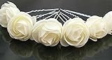 KimmyKu 10 pcs 1.18" Ivory White Fashion Hair Small Flower Clip Bridal Girl Women For Wedding Prom Party