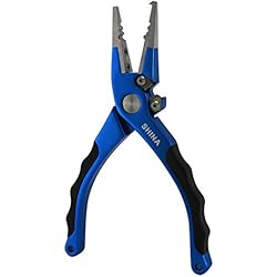SHINA Alicates de pesca de agua salada de aluminio profesional Almohadillas de inserción de goma con resorte Insertos de carburo de tungsteno 7.5 "