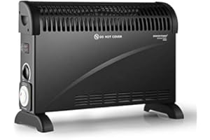 DONYER POWER Convector Radiator Heater 2000W Room Heating with Adjustable Thermostat and 24-HR-Timer Oil-Free Black