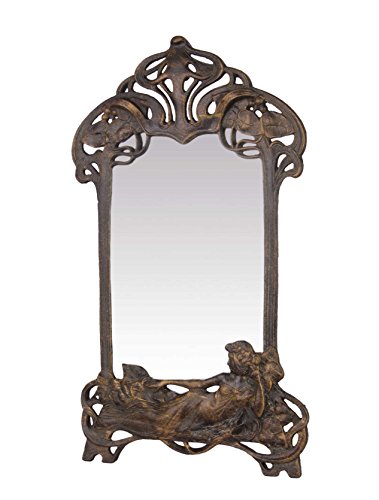 Wandspiegel Spiegel Jugendstil Gusseisen verziert Antik-Look 49,6x28,7 cm