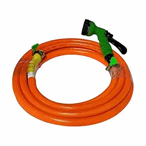 MITRAS 3 Layered High Pressure Hose Pipe (12.5mm ID - 5meter) with 7 Function Spray Gun, 1/2