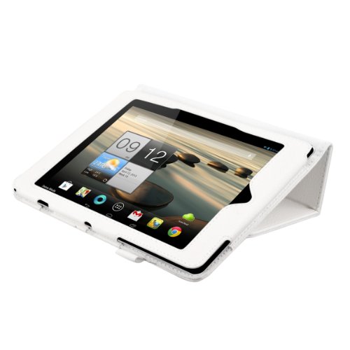 3in1 Set: kwmobile Hülle für Acer Iconia A1-810 / A1-811 – Tabletcover Slim Case Tablet Schutzhülle – Smart Cover Tabletcase Weiß + Folie, kristallklar + Stylus, Weiß - 3