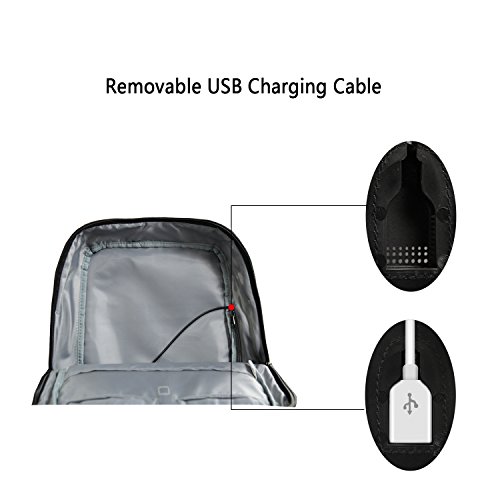 Slotra Laptoprucksack USB-Ladeanschluss Business 15.6 Zoll Slim Backpack Schule Outdoor Resien(dunkelgrau) - 5