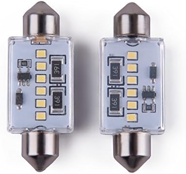2 x 36mm 6-SMD Festoon LED Dome Canbus Error Free &amp; No Polarity LED Bulbs For Interior Car Lights License Plate Lights Xenon White(Pack of 2)