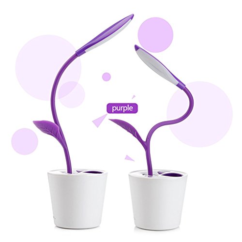 Lámpara De Cabecera VOVOIR, Regulables Carga Usb Lámpara, Lámpara De Mesa Regulable De la Noche Dimmable LED, 1 W 3 Niveles de Brillo Regulable, Sensible Al Tacto, Flexible Luz de Lectura (Púrpura)