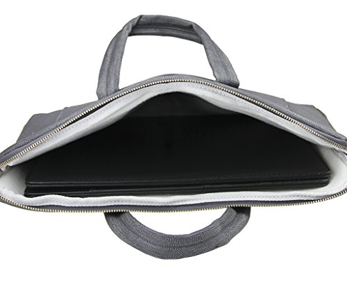 Laptoptasche Notebooktasche Aktentasche Laptop Hülle Case Umhängetasche Messenger Bag für Damen Herren für Lenovo/Macbook/DELL/iPad/Ultrabooks/Tablette/Notebook bis 15 Zoll-Grau - 3