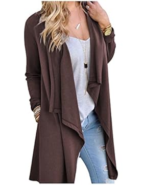 Beaii Damen Asymmetrisch Langarm Strickjacke Oberteil Cardigan Locker Langshirt Pulli Mantel Für Herbst Frühling