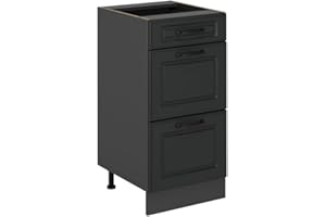 ‎VICCO Vicco Küchenunterschrank R-Line, Anthrazit Landhaus, 40 cm mit Schubladen, ohne Arbeitsplatte