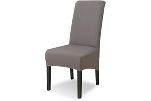Lydevo Housse de Chaise XL Extensible 6 Pièces Grand Housse de Chaise de Salle à Manger Couverture de Chaise Grande Taille Amovible Lavable pour Décor Salle à Manger Hôtel Cuisine,Gris Foncé