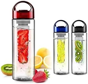 700ml Blue Fruit Infusing Water Bottle with Fruit Infuser and Flip Lid Lemon Juice Make Bottle-Red