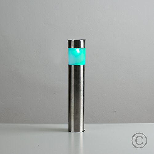 Moderne Solarleuchten aus Edenstahl – wiederaufladbare LED Pollerleuchten mit RGB-Einstellungen für die Garten – 4er - 3