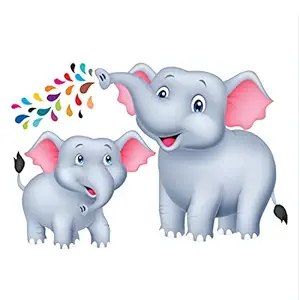 Artway India Home Decor 3D Elephant Wall Sticker for Kids Living Room (Vinyl, Multicolour, 65 x 50 cm)