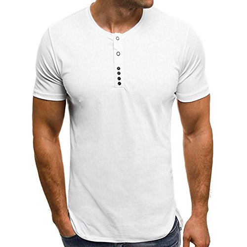 Manadlian Camisetas Manga Corta Hombre, Camisa De Verano De Hombre Moda Relajación del Sujetador Camiseta Color Puro Cuello Redondo Camiseta Hombre Blusa