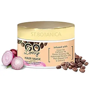 StBotanica GO Long?Onion?Hair Mask - Infused With Onion Oil, Caffeine 1%, Hydrolyzed Keratin 2%, No Silicones - 200g