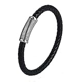 Bishilin Lederarmbänder Männer 22 cm Zylinder Partner Armband Schwarz Armrief