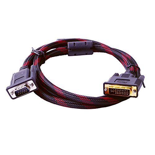 Top-Longer DVI auf VGA Adapterkabel Kabel DVI-I 24+5 Stecker auf 15 Polig HD-Stecker Vergoldete Konverter Hochreine Kupferleiter, Unterstützung 1080P für Laptop,, HDTV ,Gaming , DVD und Beamer