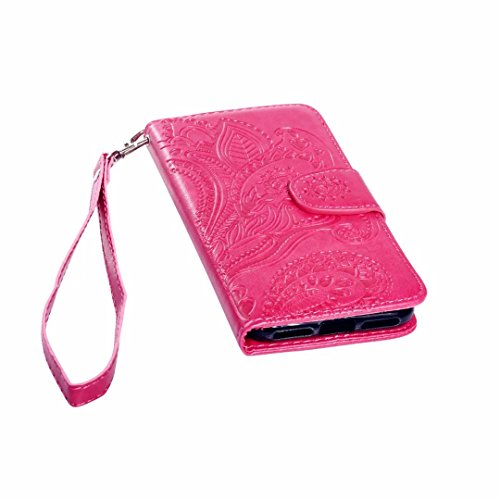 iPhone 7 Hülle (4.7 Zoll), MUTOUREN iPhone 7 leder – PU Brieftasche Schutzhülle iPhone 7 Schlag-Mappen-Kasten-Abdeckung mit Credit Card Slots im Book Style [Kratzfeste, Scratch-Resistant] Bumper Pfau Blumen Schwarz + Metall Stylus Stift - 5