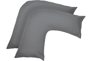 GHAZLAN V Shaped Pillow Case Cover - 2 Pack Poly-Cotton Orthopedic Pillowcase To Fit V shape pillows For Back, Neck & Leg Support in Pregnancy, Maternity & Orthopaedic - Body Support Pillow (Grey)