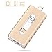 Produktbild 32GB Speicherstick USB Stick 2.0 - JUYUKEJI Flash-Laufwerk Externer Speicher Smartphone OTG mit Mikro USB und USB Anschluss, Kompatibel mit iPhone iPad Android und PC (Gold)