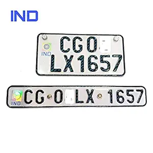 IND Fancy Aluminium Bike_Number Plates , with buyer's Two wheeler Number Embossed_Standard Size White | For Hero All Model Pre Hole |front_Back | (White)