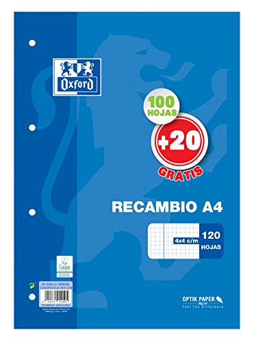 Oxford Classic - Recambio hojas sueltas (formato A4, 120 hojas)