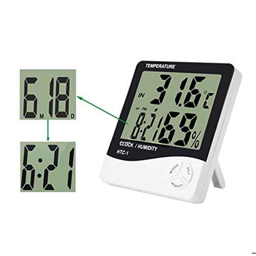 Aihome Raum-Thermometer mit Digitalanzeige, Luftfeuchtigkeitsmesser für innen, Digitaler Sensor für die Temperaturmessung in °C und °F - 6
