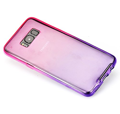 Samsung Galaxy S8 Plus Frontal Back Doble Funda de Silicona TPU  Vandot Degradado Color Ultra Delgada Slim Delantera   Trasera Funda Suave Carcasa de Gel Silicona Transparente Protective Full Body Smart Cover para Samsung Galaxy S8 Plus  Galaxy S8   SM-G9  Gradiente Rojo P  rpura