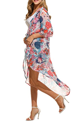 Meaneor Damen Sommer Maxi Cardigan Cover Up Mit Kimono Sti Strand Chiffon