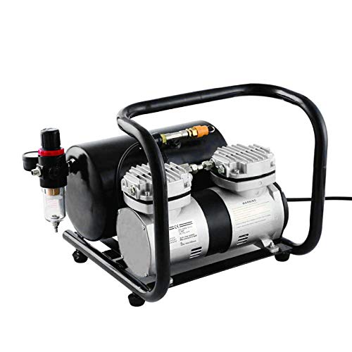 Compresor de aerógrafo Royalmax TC-30F, compresor de aerógrafo de doble cilindro de alto rendimiento con tanque con marco (sin aceite)