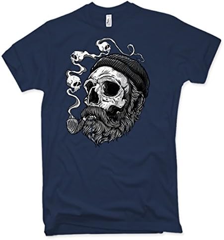NG articlezz Sailor Beard T-Shirt, Captain, Beard, Pirate, Skull, Various Colours, S - XXL - Dark Blue/Navy, L