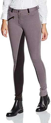 Ladies Jodhpur Breeches Soft Stretch Pants, Black/Grey, Size