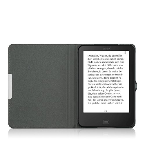 kwmobile Hülle für Tolino Shine 2 HD – Flipcover Case eReader Schutzhülle – Bookstyle Klapphülle Blume Design Weiß Schwarz - 8