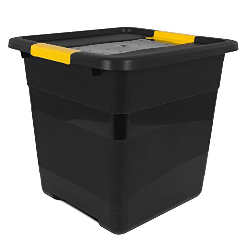 30 Liter Kunststoff Box Aufbewahrungsbox + Deckel schwarz Archivbox Multibox Drehstapelbox