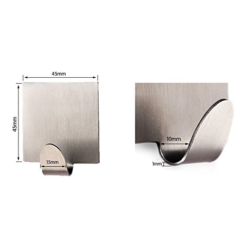 Weare Home Modern Stil 4 Teilige Wandhaken Handtuchhaken Badezimmerhaken Küchehaken aus 304 Edelstahl 3M Klebstoff ohne Bohren Rostfrei Haltbar Badzubehör Badaccessoires Dekor für Küche - 2