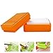 Produktbild FOONEE 2 in 1 Silikon Make-up Pinselreiniger Seife Box, Kosmetik Pinselreiniger Pad Gummimatte Handschuh Reinigen Scrubber mit Schwammauflage Seife Aufbewahrungsbox Orange