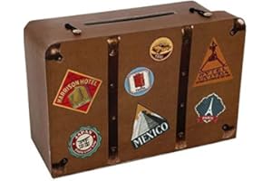 SHIMOMURA 4856 - Urne/Tirelire Voyage Valise Marron pour Cadeaux enveloppes fêtes