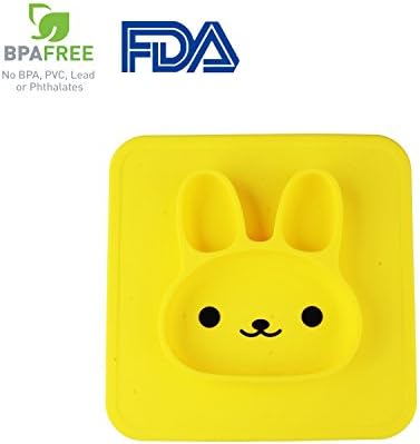 Toddler Placemat, One-Piece Baby Plate for Babies Toddlers and Kids, Portable BPA-Free FDA Approved Strong Suction Plate for Toddlers, Dishwasher and Microwave Safe Silicone Placemat 10.6×10.6×0.98 inch (YELLOW)