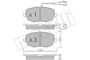metelligroup 22-0528-1 Pastiglie Freno Anteriori E Posteriori, Made in Italy, Pezzo di Ricambio per Auto/Automobile, Kit da 4 Pezzi, Certificate ECE R90, Prive di Rame
